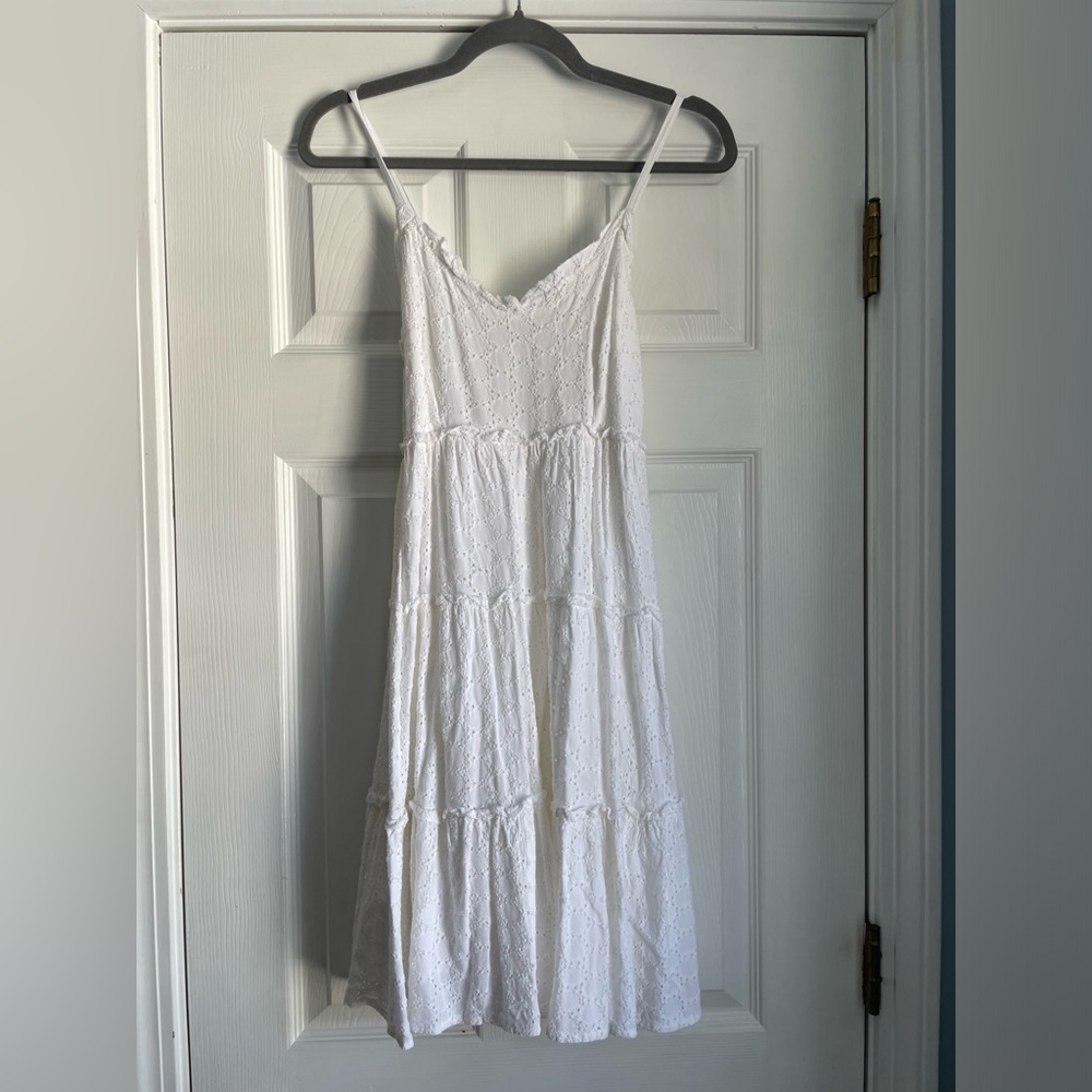 Women’s White Eyelet Spaghetti Strap Dress